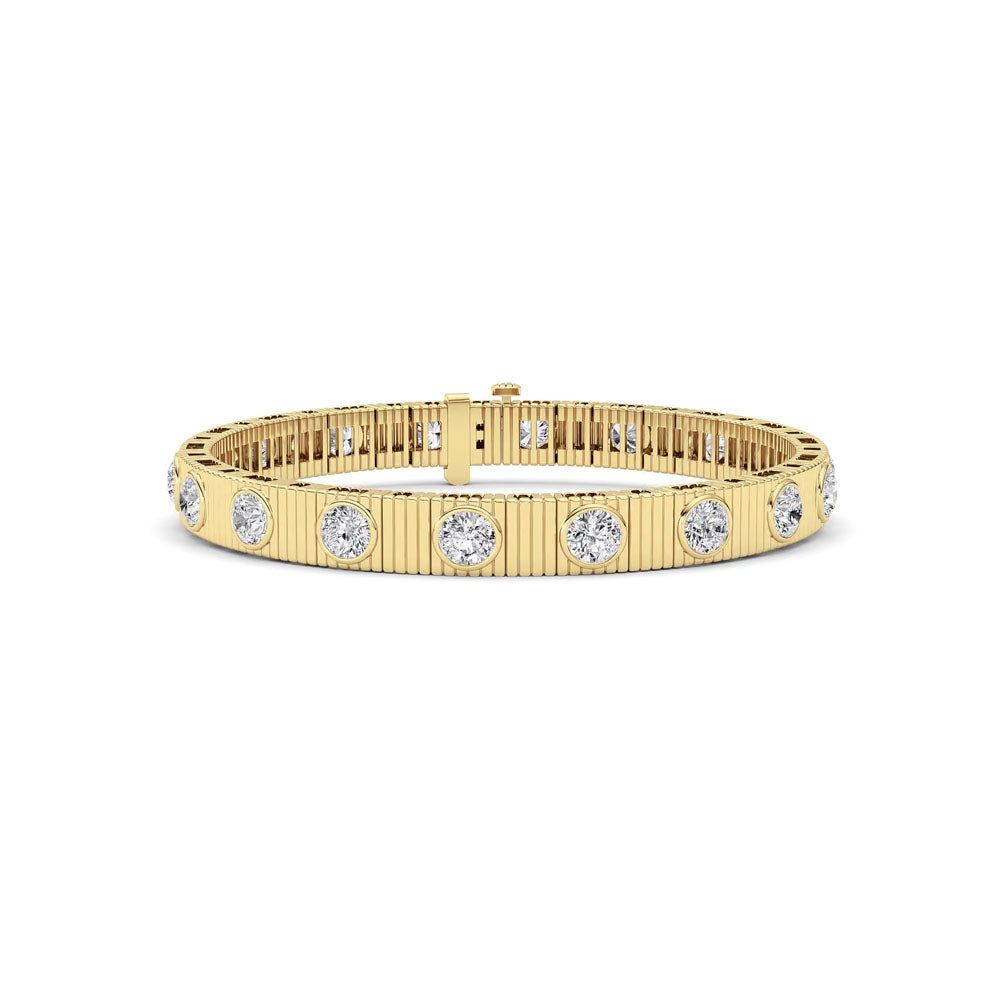 Fluted Bezel Set Round Diamond Bangle (7 CTW)