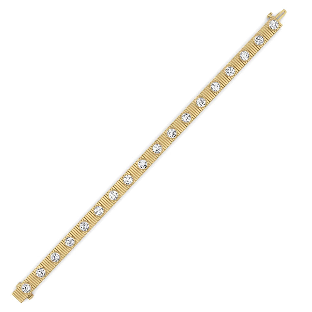 Fluted Bezel Set Round Diamond Bangle (7 CTW)