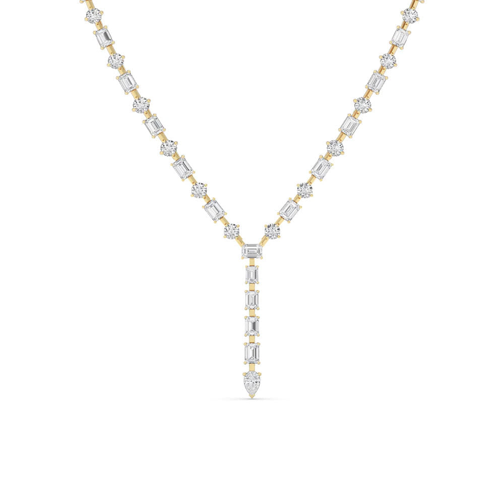 Emerald & Round Diamond Lariat Necklace (20 CTW)