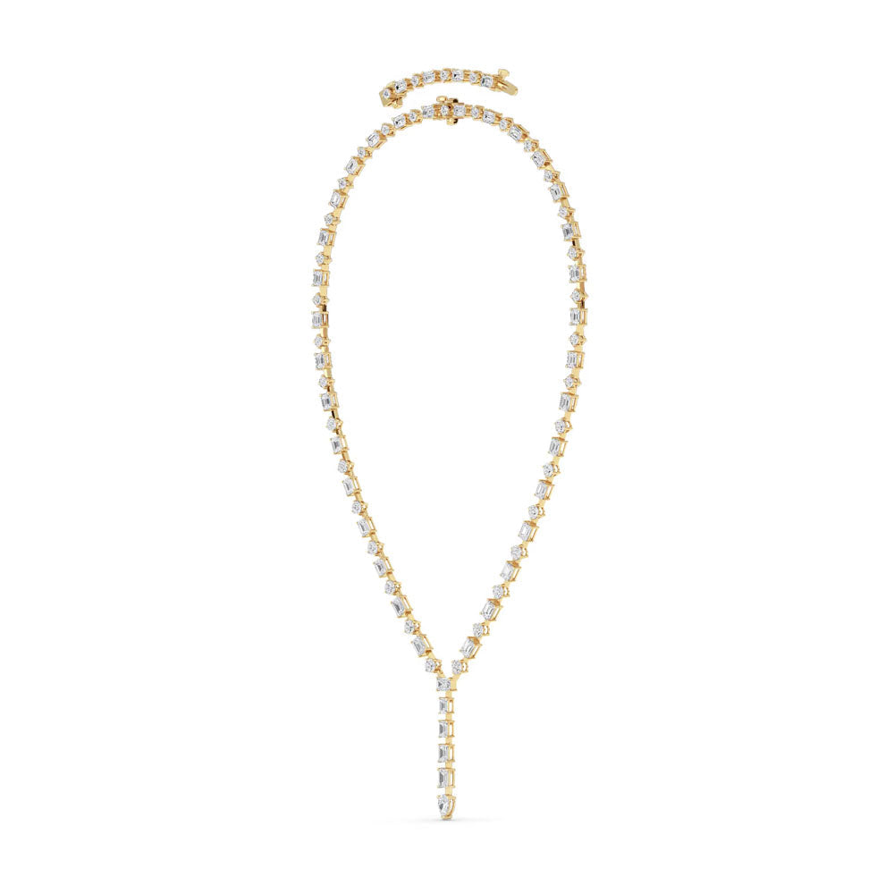 Emerald & Round Diamond Lariat Necklace (20 CTW)