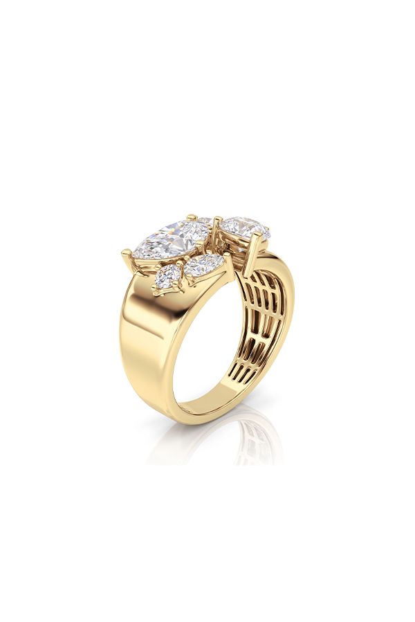Multi-Shape Diamond Open Cigar Ring (2.5 CTW)