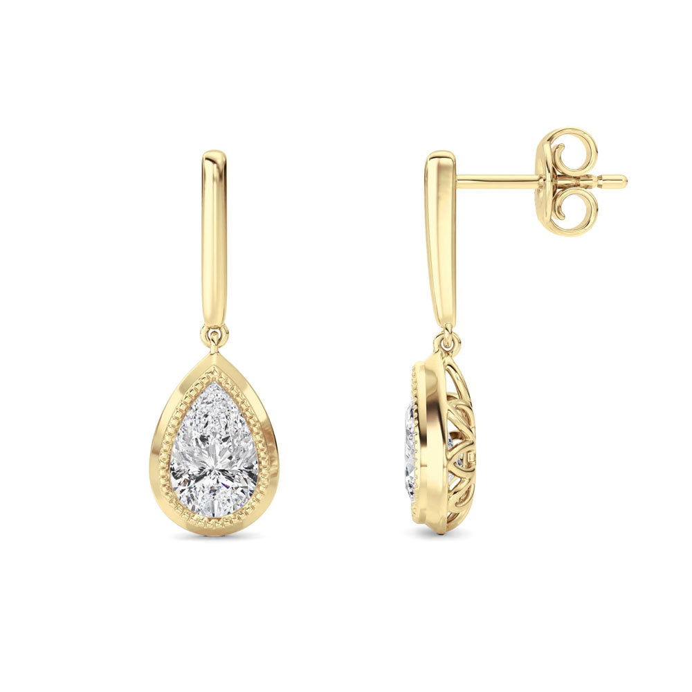Bezel Set Pear Huggie Drop Earring (2 CTW)