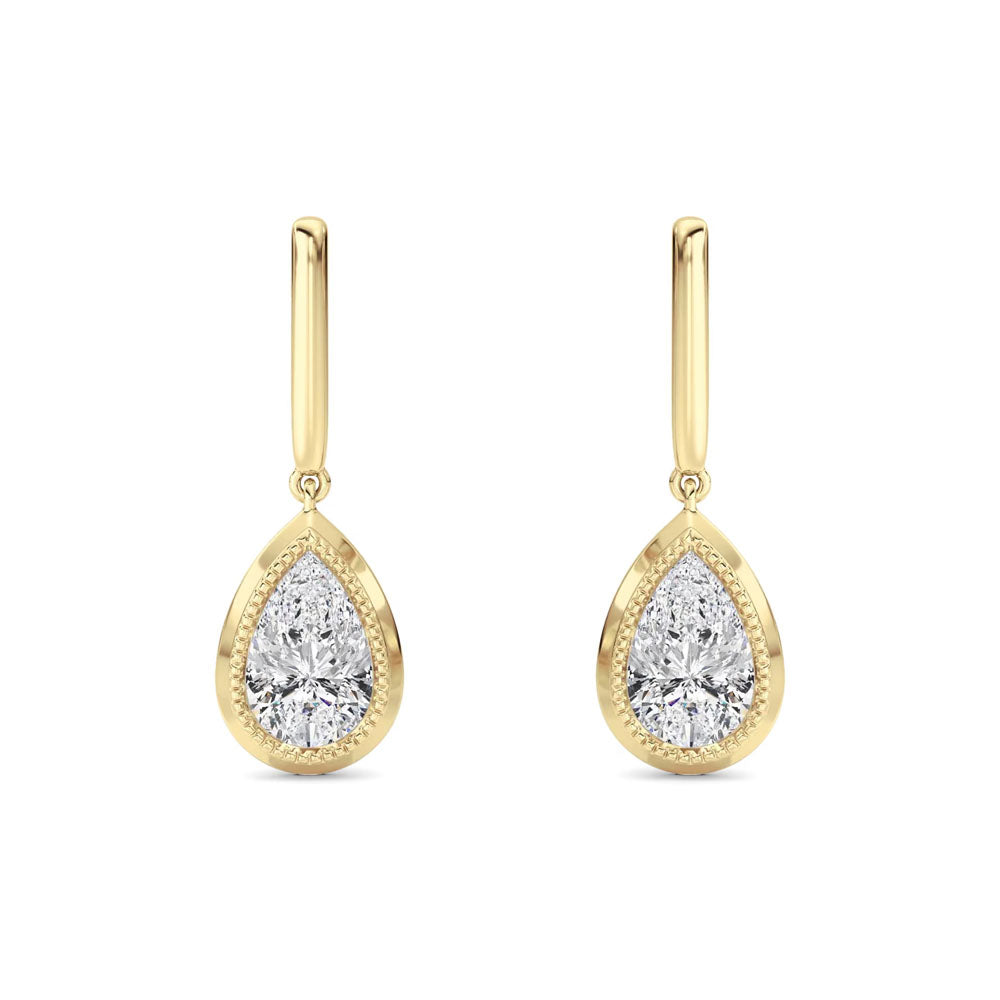 Bezel Set Pear Huggie Drop Earring (2 CTW)