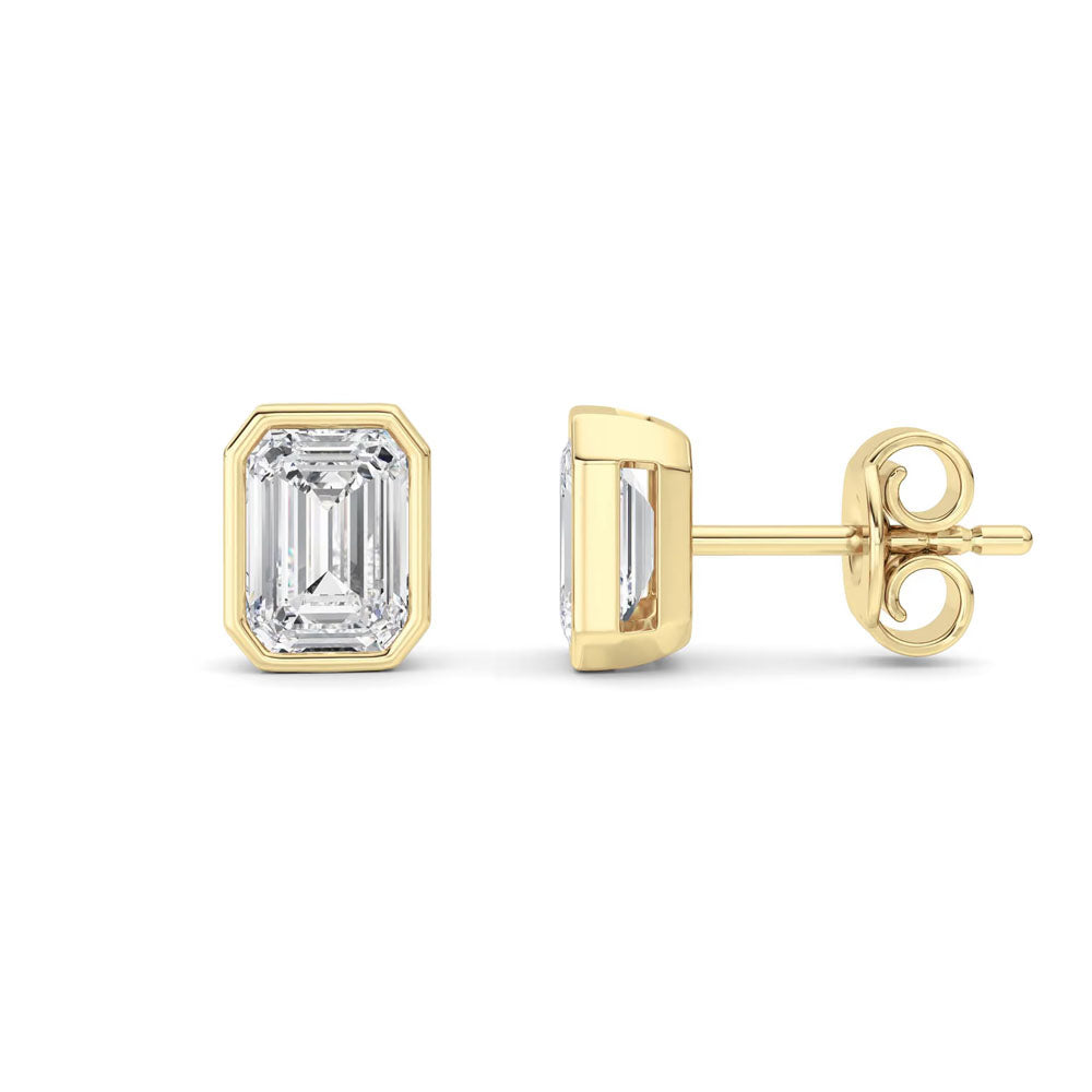 Bezel Set Emerald Diamond Earrings (2 CTW)