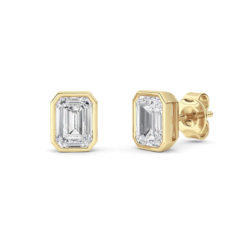 Bezel Set Emerald Diamond Earrings (2 CTW)