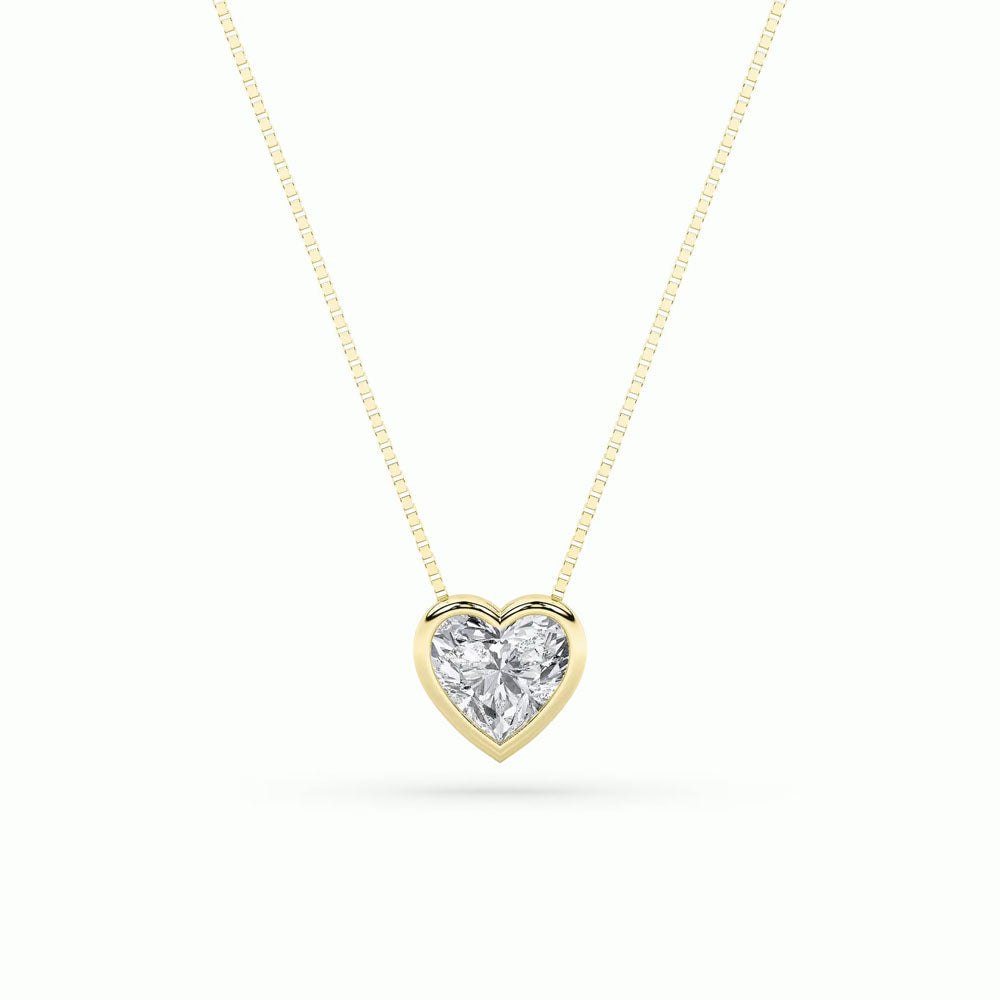 Bezel Set Heart Diamond Necklace (1 CTW)