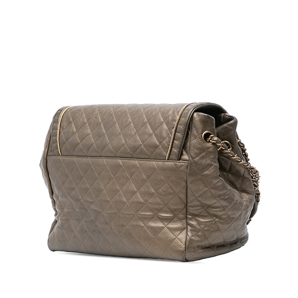 Large Quilted Metallic Calfskin Istanbul Accordion Flap