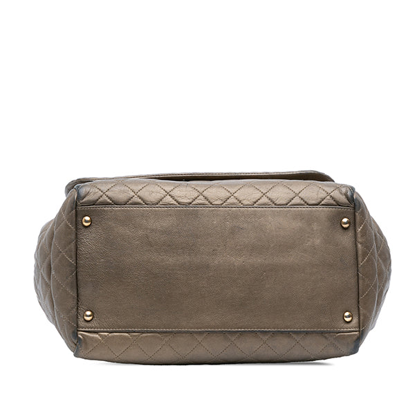 Large Quilted Metallic Calfskin Istanbul Accordion Flap