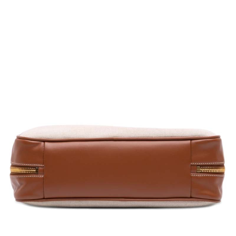 Large Canvas and Leather Logo Beau Handbag