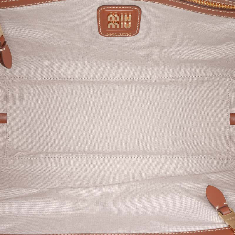 Large Canvas and Leather Logo Beau Handbag