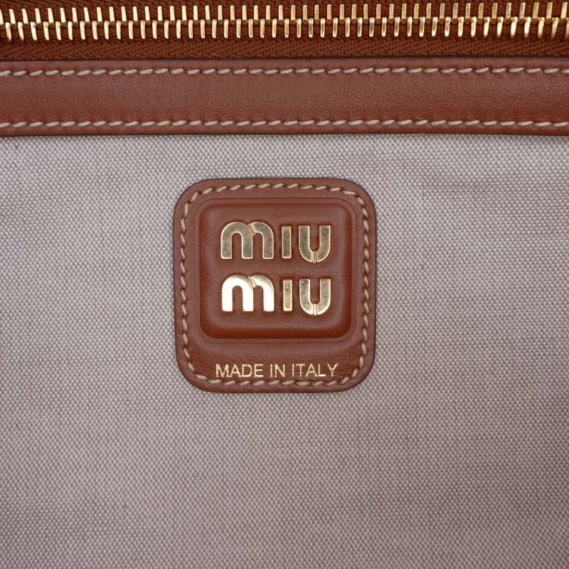 Large Canvas and Leather Logo Beau Handbag