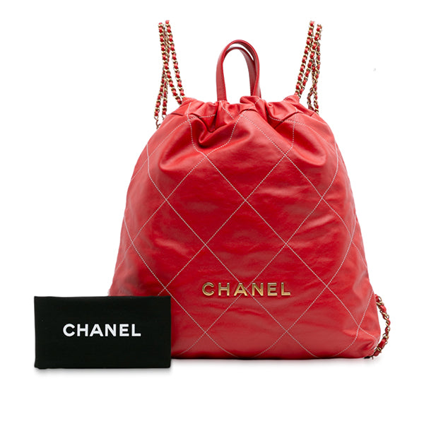 Large Quilted Shiny Calfskin 22 Hobo Backpack