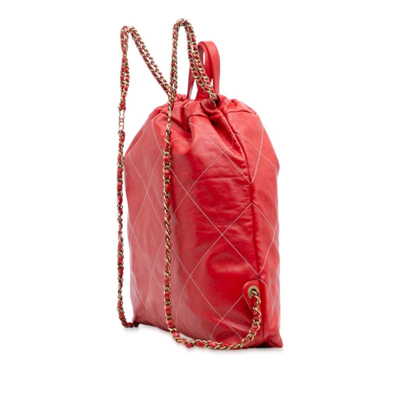 Large Quilted Shiny Calfskin 22 Backpack