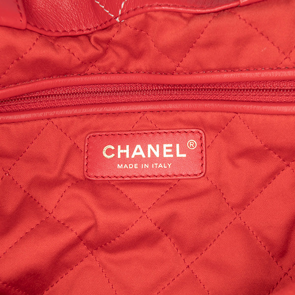 Large Quilted Shiny Calfskin 22 Hobo Backpack