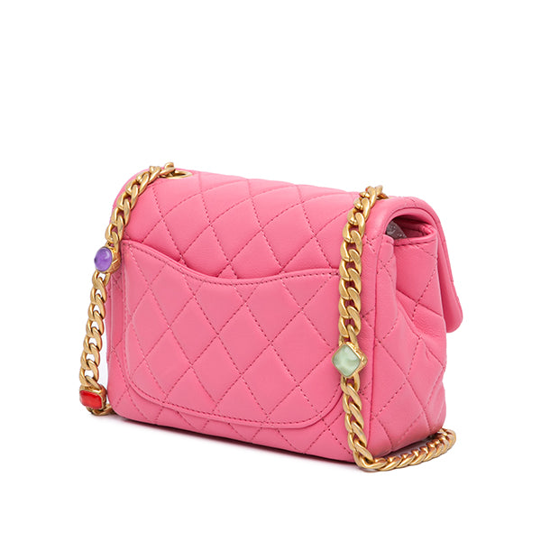 Resin Pearl Samba Mini Quilted Lambskin Square Flap Bag