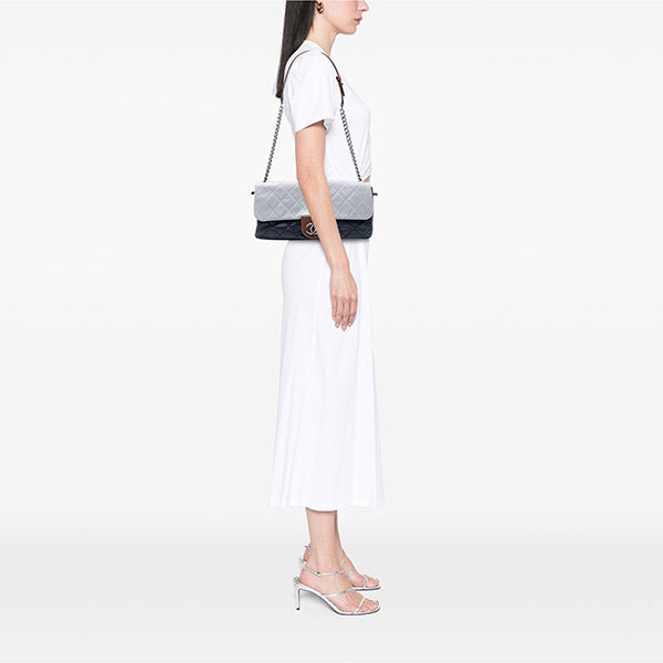 Large Tricolor Quilted Lambskin Country Chic Flap