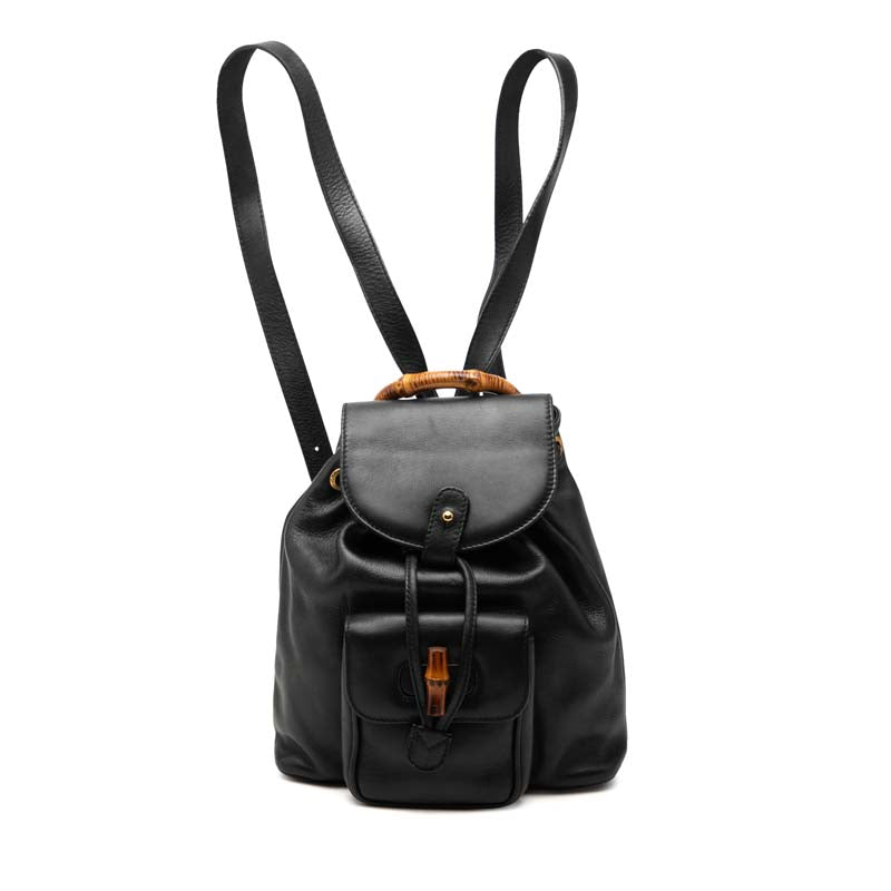 Calfskin Bamboo Drawstring Backpack