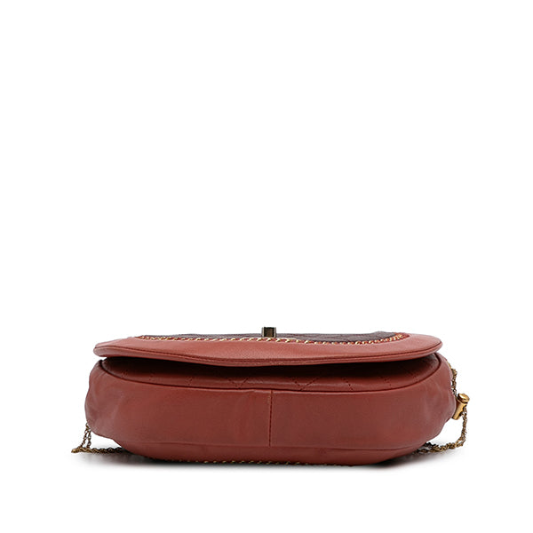 Small Quilted Lambskin Chain Detail Saddle Bag