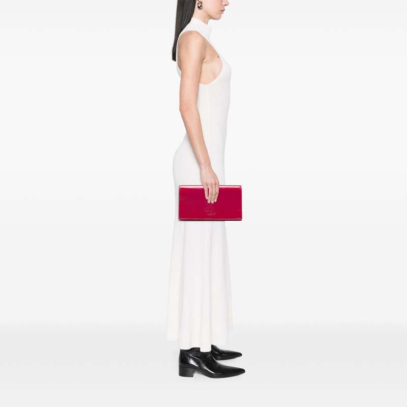 Large Textured Patent Belle De Jour Clutch