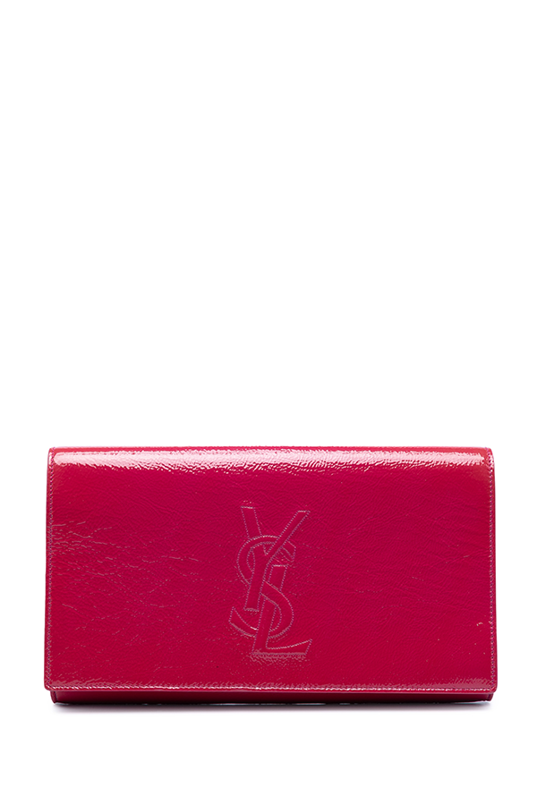 Large Textured Patent Belle De Jour Clutch
