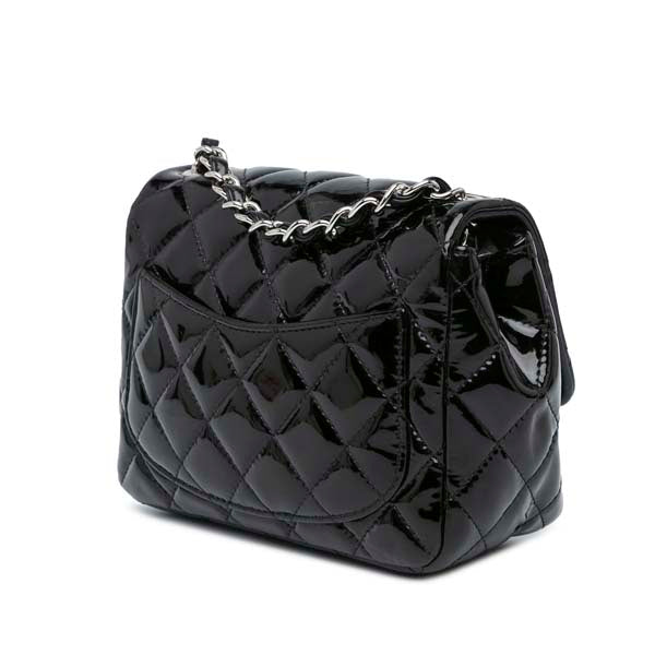 Mini Square Classic Patent Single Flap Bag