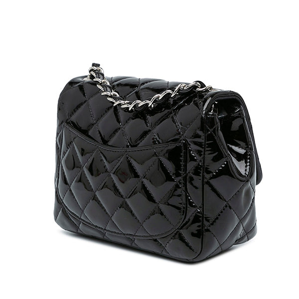 Mini Square Classic Patent Single Flap Bag