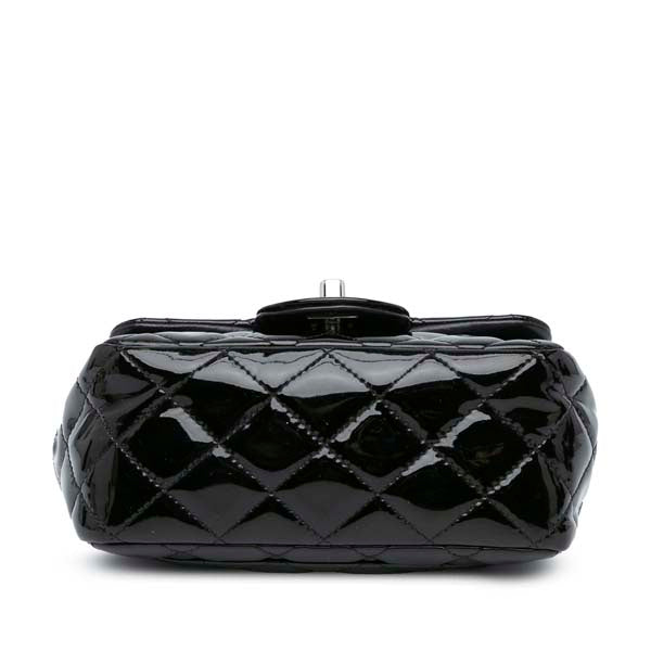 Mini Square Classic Patent Single Flap Bag