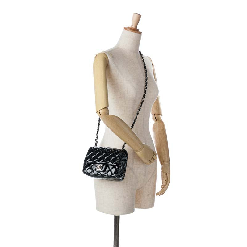 Mini Square Classic Patent Leather Single Flap
