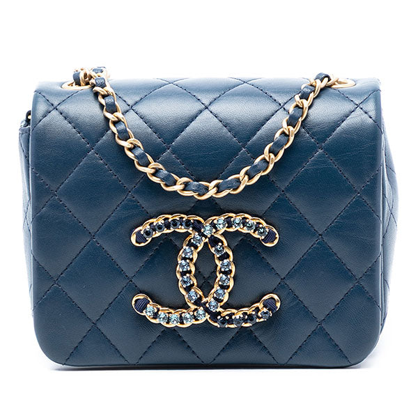 Mini Quilted Lambskin CC Crystal Full Flap
