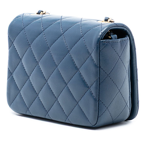 Mini Quilted Lambskin CC Crystal Full Flap