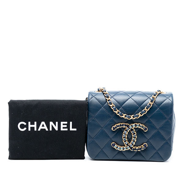 Mini Quilted Lambskin CC Crystal Full Flap