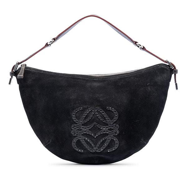 Suede Studded Anagram Hobo