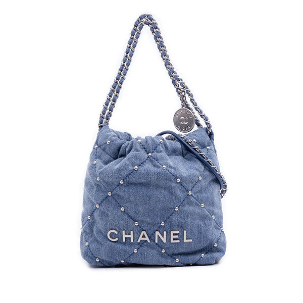 Quilted Studded Denim Mini 22 Hobo