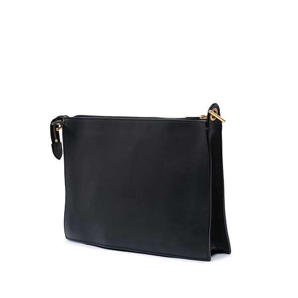 Tricolor Leather Pocket Envelope Zip Crossbody