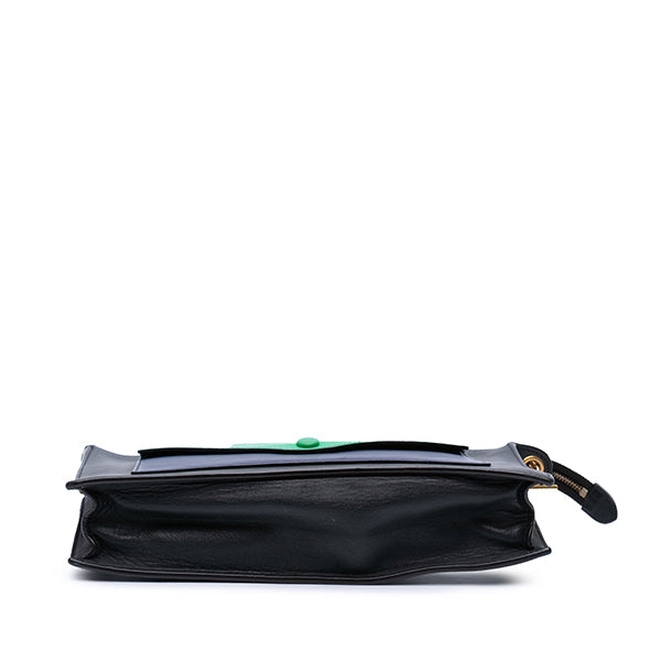 Tricolor Leather Pocket Envelope Zip Crossbody