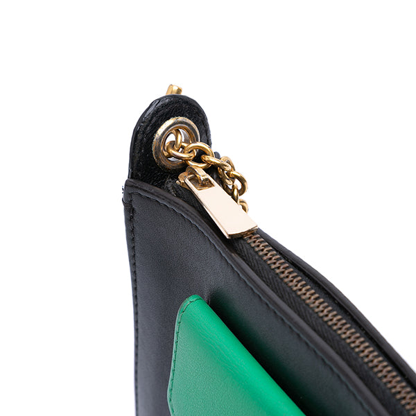 Tricolor Leather Pocket Envelope Zip Crossbody