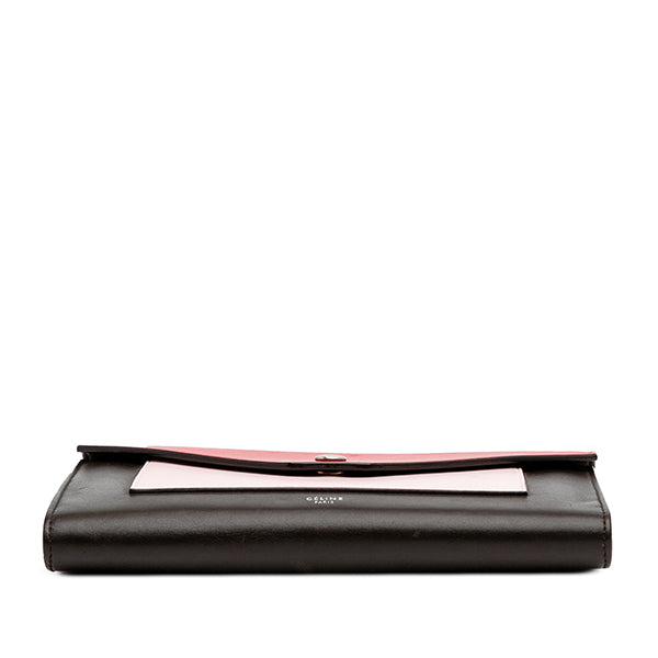 Tricolor Leather Pocket Envelope Wallet On Chain