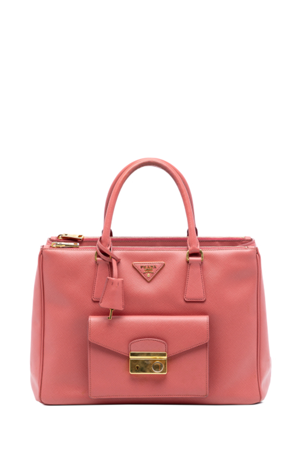Saffiano Lux Galleria Double Zip Front Pocket Satchel