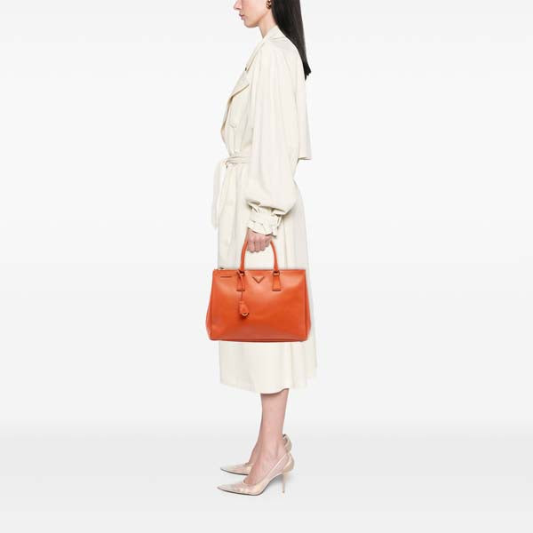 Medium Saffiano Lux Galleria Double Zip Satchel