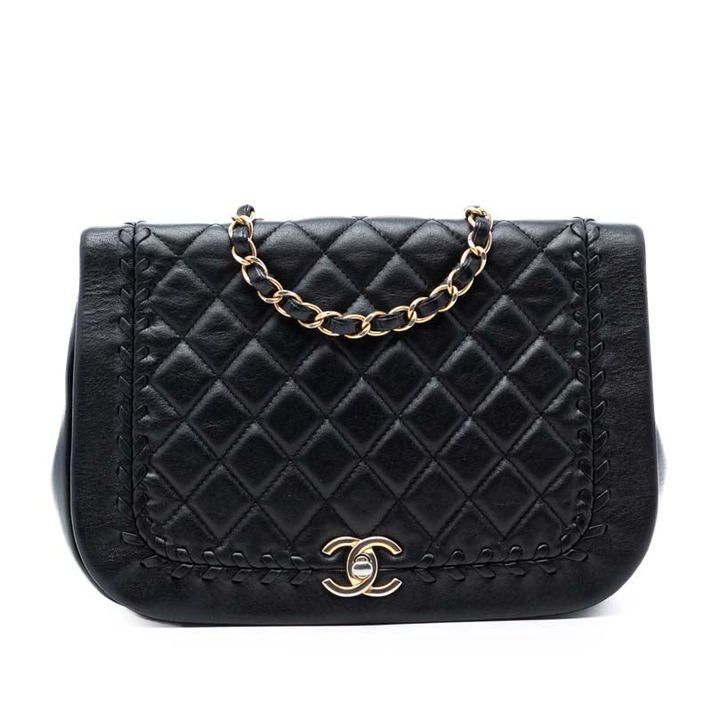 Quilted Lambskin Braided Saddle Flap