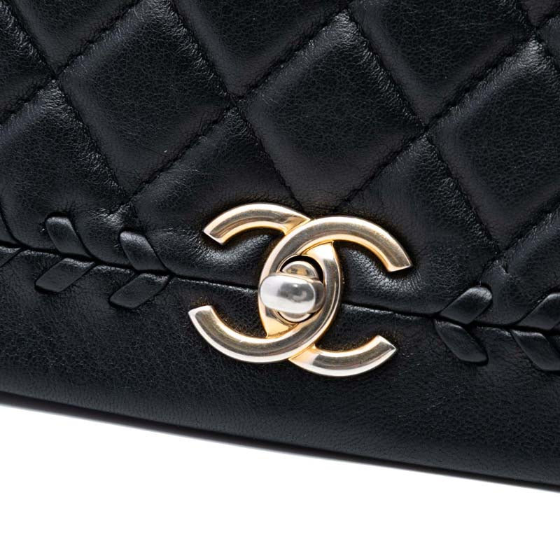 Quilted Lambskin Braided Saddle Flap