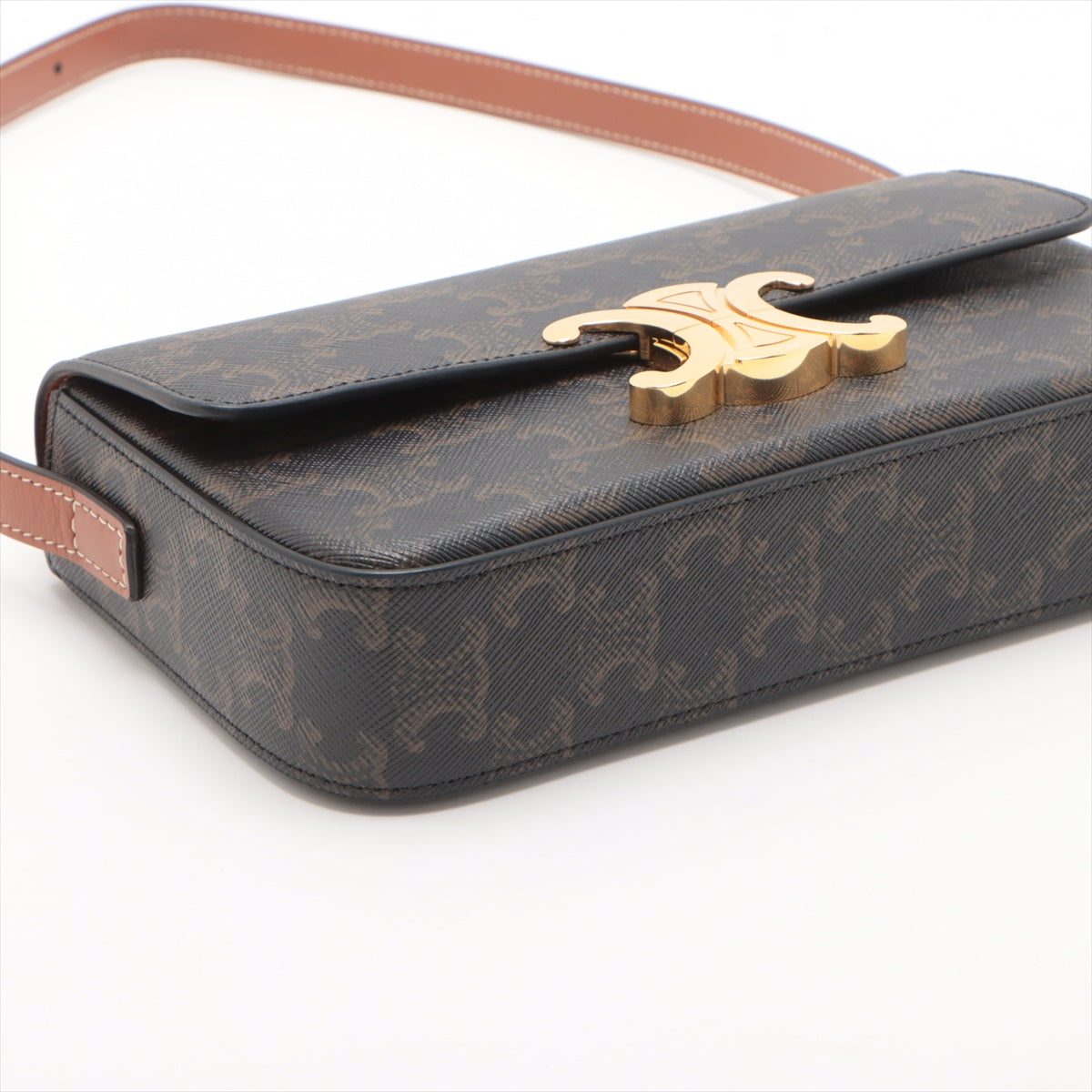 Canvas Triomphe Shoulder Bag Tan