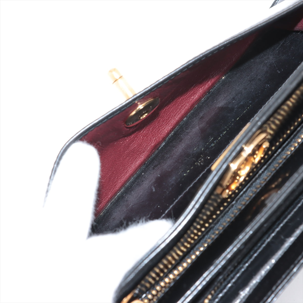 Turnlock Patent Leather Wristlet Clutch Bag