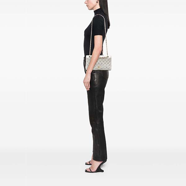 Medium Classic Iridescent Lambskin Double Flap