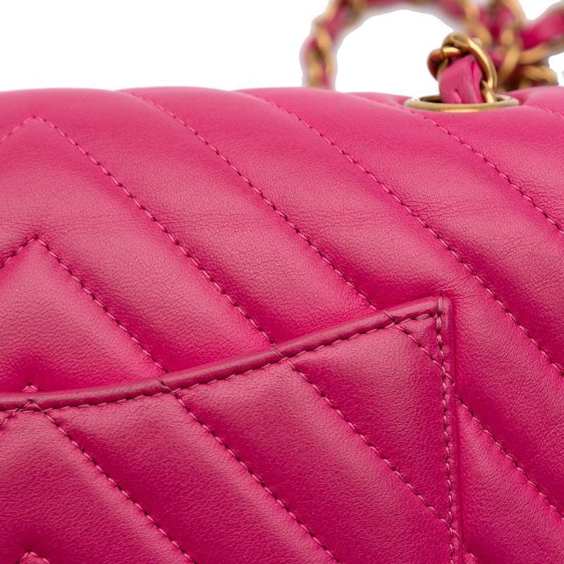 Mini Rectangular Classic Chevron Lambskin Single Flap