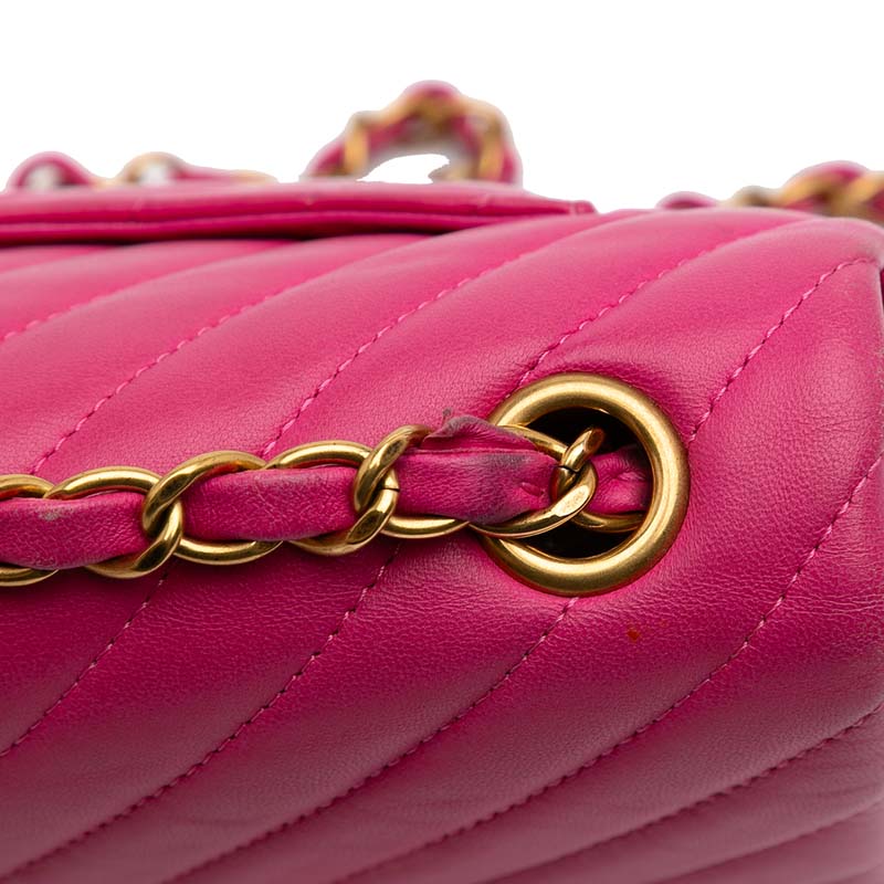 Mini Rectangular Classic Chevron Lambskin Single Flap