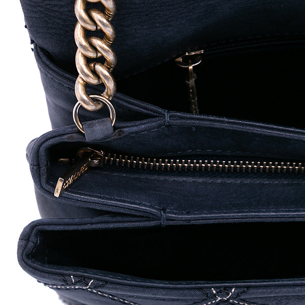 Jumbo Quilted Calfskin Triple Stitched Flap