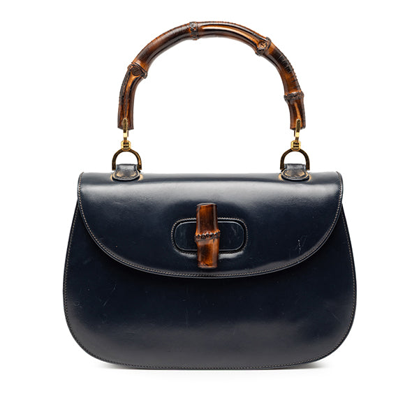 Leather Medium Bamboo Top Handle Flap