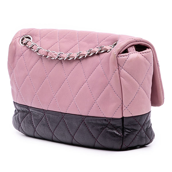 Medium Bicolor Lambskin and Calfskin CC Chain Flap Shoulder Bag