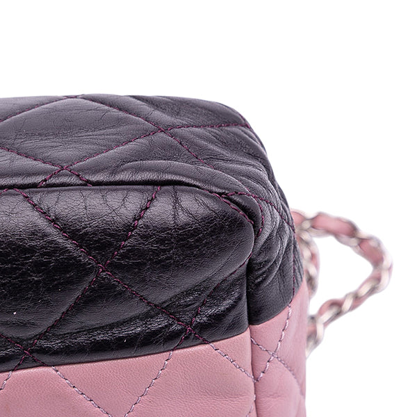 Medium Bicolor Lambskin and Calfskin CC Chain Flap Shoulder Bag